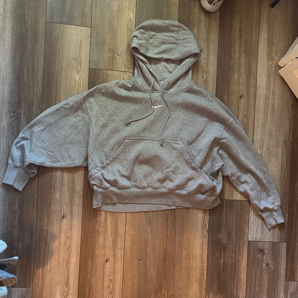 Nike Gray Hooded baggy crop Sweatshirt